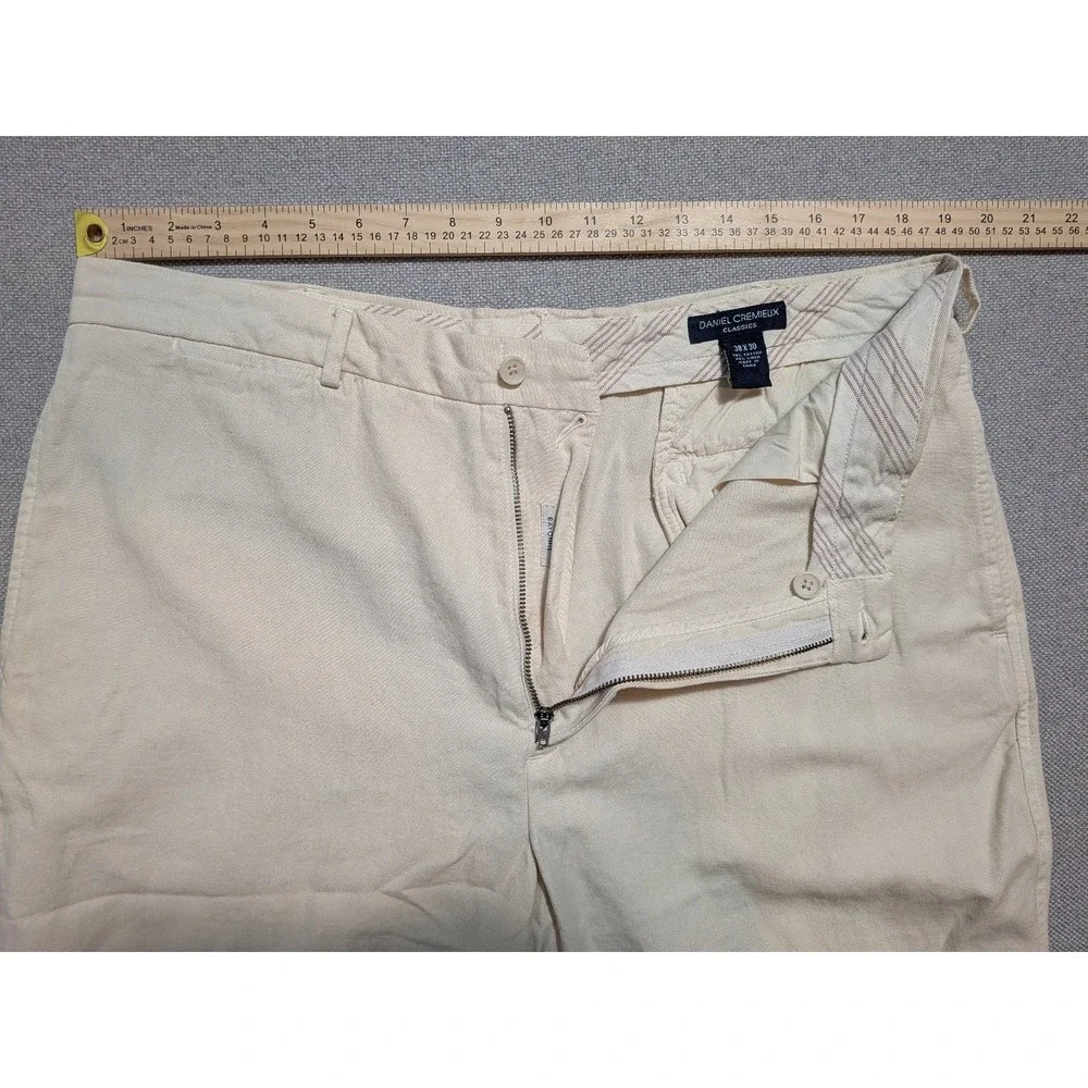 Daniel Cremieux Classics Mens Pants Beige 38x30 Linen Blend Breathable Pockets